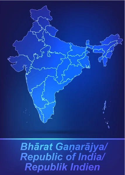Mapa Indie s hranicemi jako scrible — Stockový vektor
