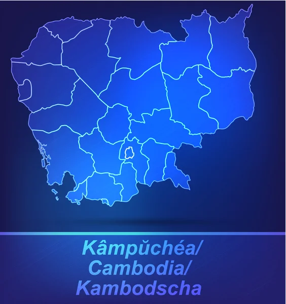 Mapa de Camboya con las fronteras como garabatos — Archivo Imágenes Vectoriales