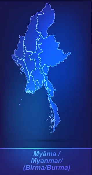 地図ミャンマー国境で scrible として — ストックベクタ
