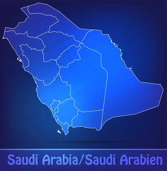 Mapa de Arabia Saudita con las fronteras como garabatos — Archivo Imágenes Vectoriales