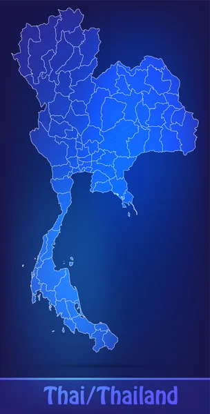 Mapa de Tailandia con las fronteras como garabatos — Vector de stock