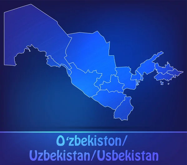 Mapa de Uzbekistán con las fronteras como garabatos — Vector de stock