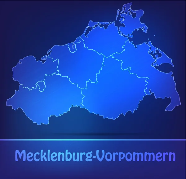 Χάρτης του Μεκλεμβούργου-Δυτικής Πομερανίας με σύνορα ως scrible — Διανυσματικό Αρχείο