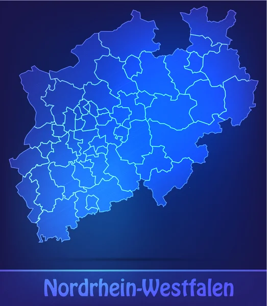 Mapa de Renania del Norte-Westfalia con las fronteras como garabatos — Archivo Imágenes Vectoriales
