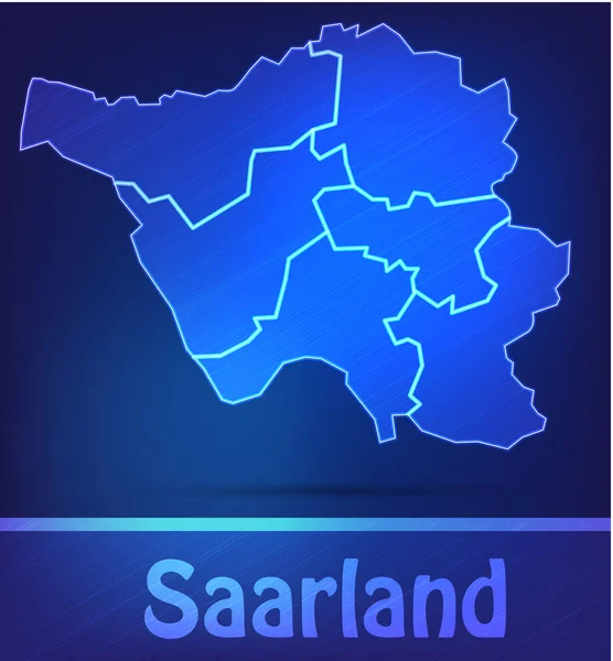 Carte de la Sarre avec des frontières comme scrible — Image vectorielle