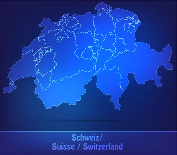 Mapa de Suiza con las fronteras como garabatos — Vector de stock