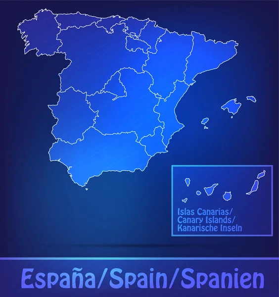 Mapa de España con las fronteras como garabatos — Vector de stock