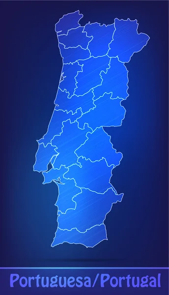 Karta över portugal med gränser som scrible — Stock vektor