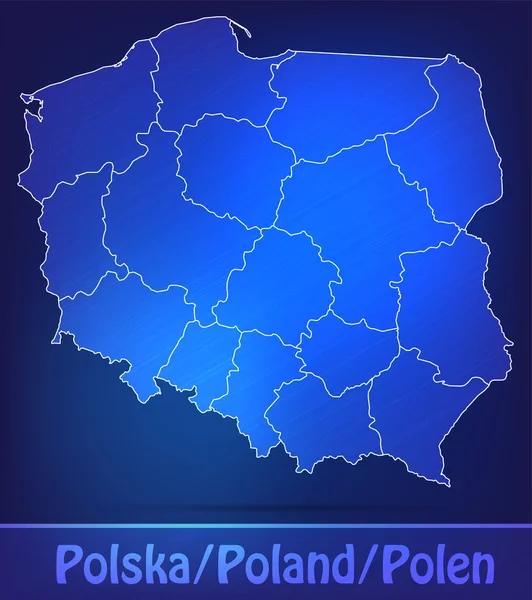 लेखी म्हणून सीमा असलेल्या पोलंडचा नकाशा — स्टॉक व्हेक्टर