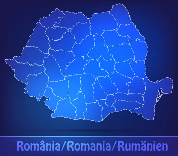 लिपि के रूप में सीमाओं के साथ रोमानिया का नक्शा — स्टॉक वेक्टर