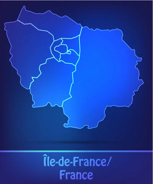 Mapa de Ile-de-France com fronteiras como scrible — Vetor de Stock