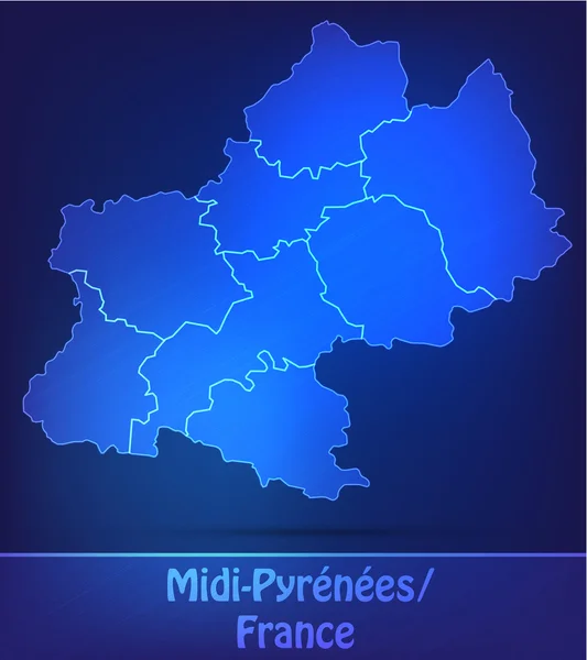 Mapa midi-pyrenees z granicami jako scrible — Wektor stockowy