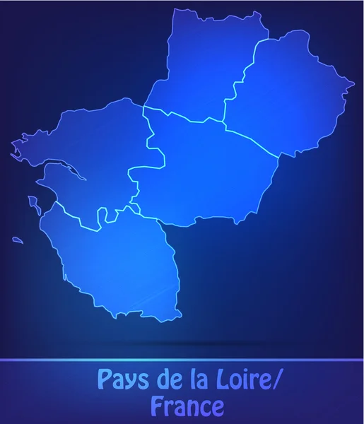 Mapa de Pays de la Loire con las fronteras como garabatos — Vector de stock