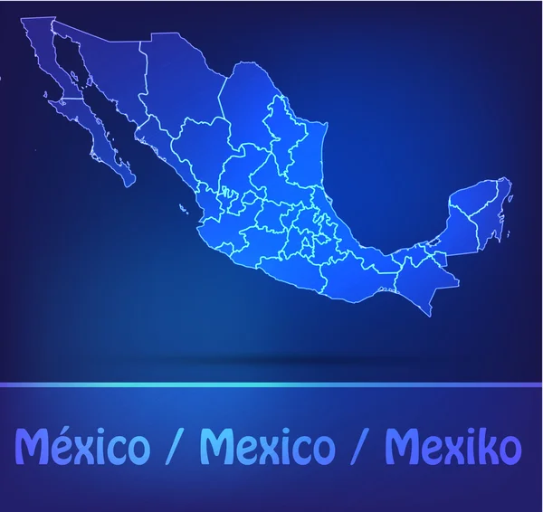 Mapa de México con las fronteras como garabatos — Vector de stock