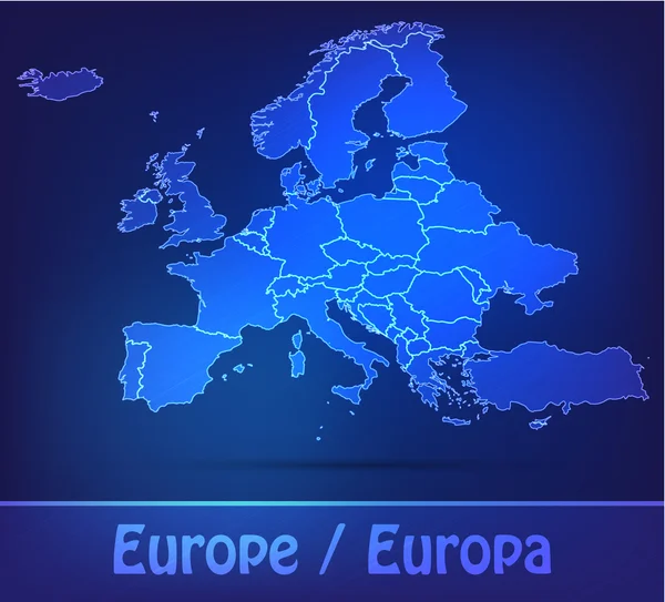 欧洲的边界的地图 scrible — 图库矢量图片