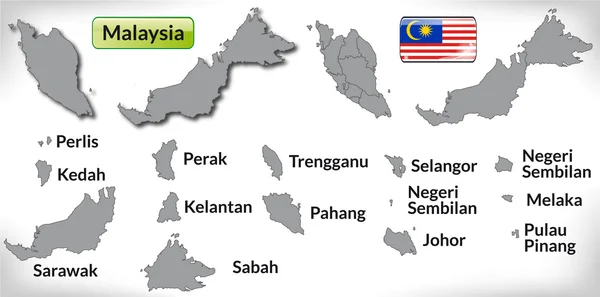 Kaart van Maleisië — Stockvector