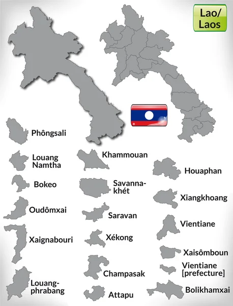 La mappa di Laos — Vettoriale Stock