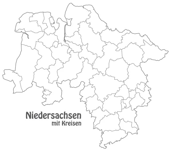 Mapa de Baja Sajonia — Vector de stock