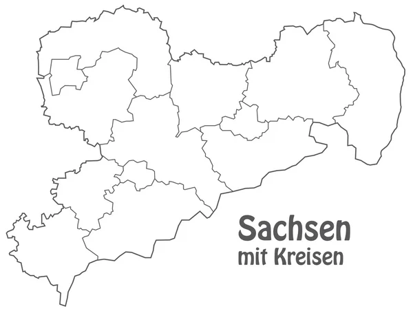 Kaart van Saksen — Stockvector