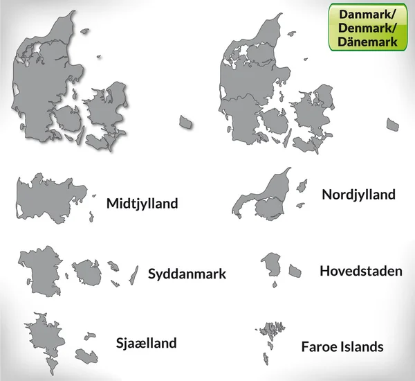 Mapa da Dinamarca —  Vetores de Stock