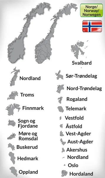 Karta över Norge — Stock vektor