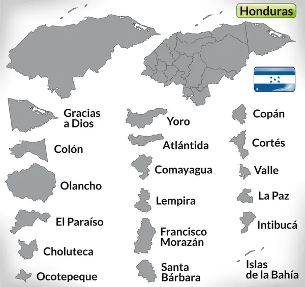 Mapa online de Honduras — Vector de stock