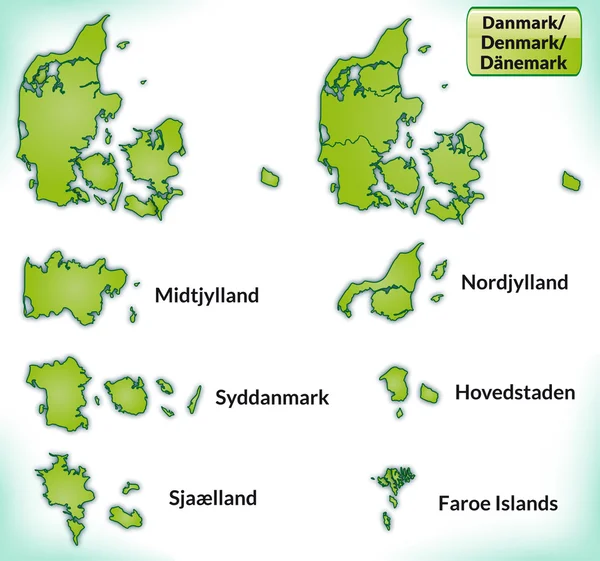 Mapa da Dinamarca — Vetor de Stock