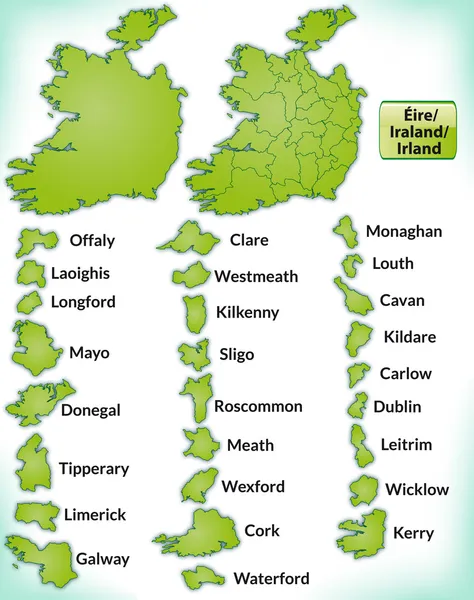 Landkarte von Irland — Stockvektor