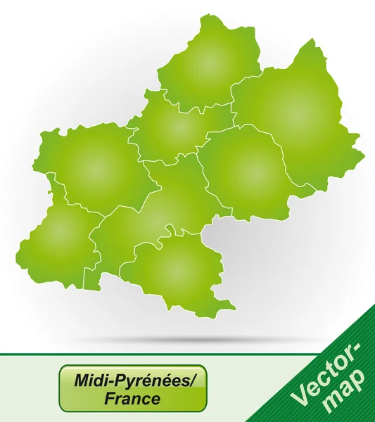 แผนที่ของ Midi-Pyrenees — ภาพเวกเตอร์สต็อก