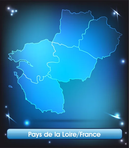 El mapa de Pays de la Loire — Vector de stock