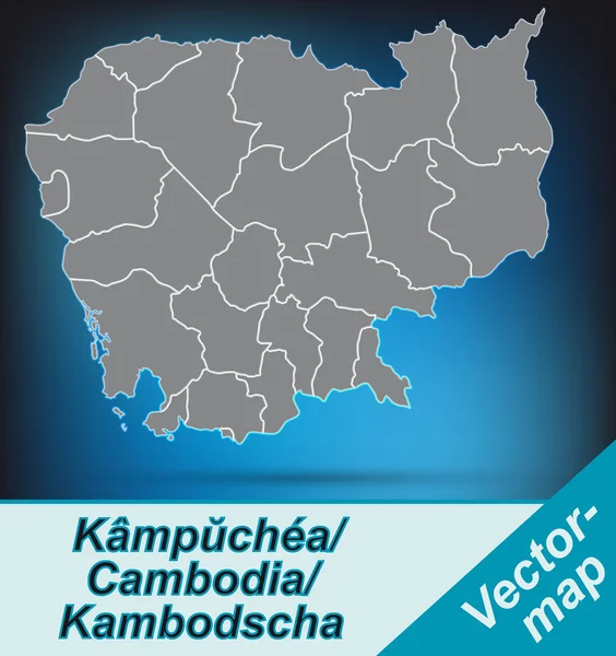 Peta Kamboja. - Stok Vektor