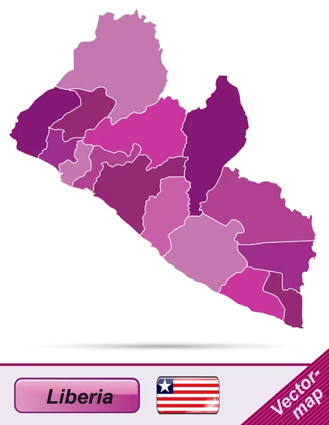 El mapa de Liberia — Vector de stock