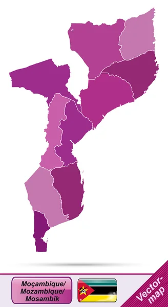 O mapa de moçambique — Vetor de Stock