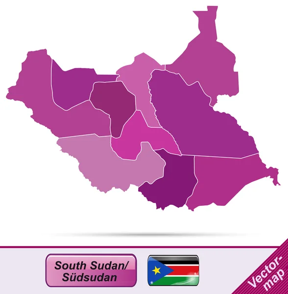 Karte von Südsudan — Stockvektor