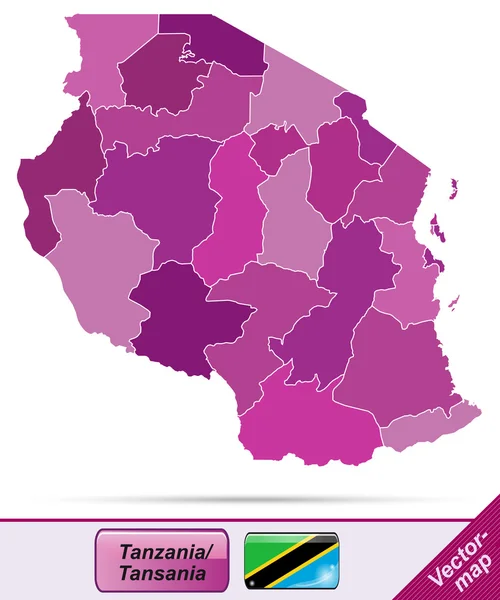 Mapa online de Tanzania — Archivo Imágenes Vectoriales