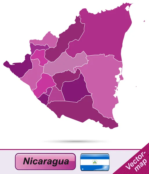 El mapa de Nicaragua — Vector de stock