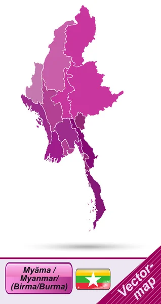 Mapa Myanmaru — Stockový vektor