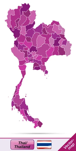 La mappa di Thailandia — Vettoriale Stock