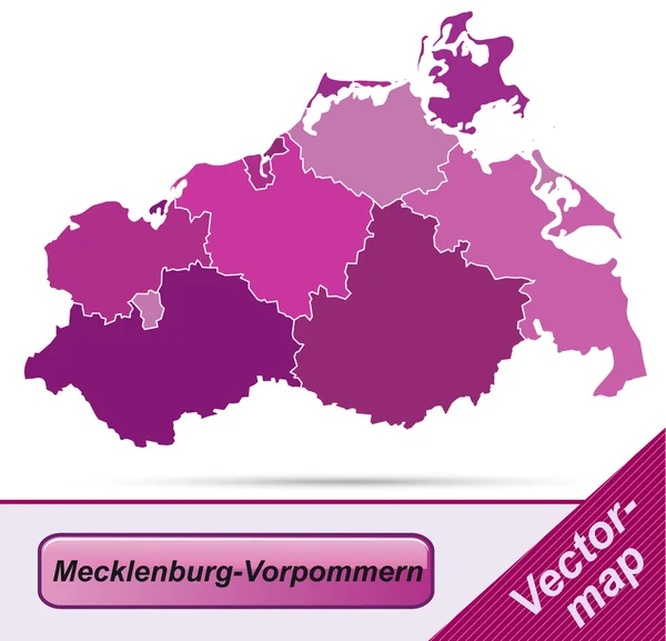 O mapa de Mecklemburgo-Pomerânia Ocidental — Vetor de Stock