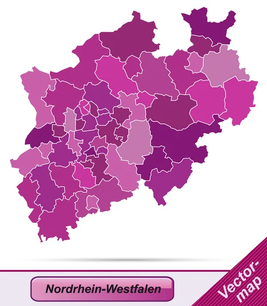 Carte de Rhénanie-du-Nord-Westphalie — Image vectorielle