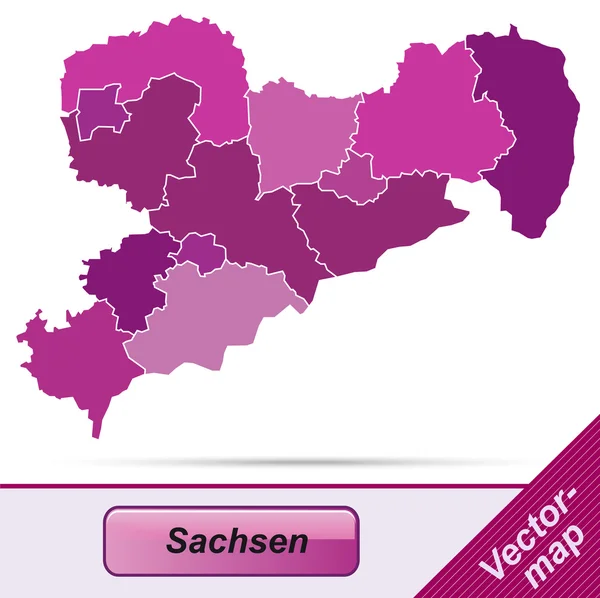 Karte von Sachsen — Stockvektor