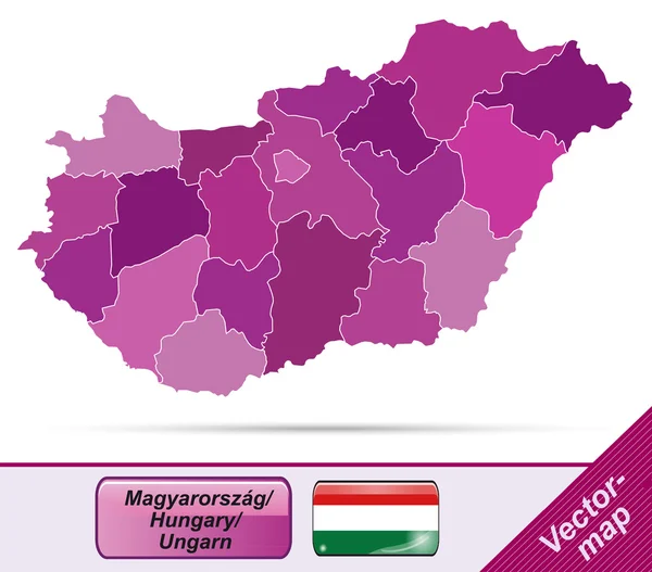 Kaart van Hongarije — Stockvector