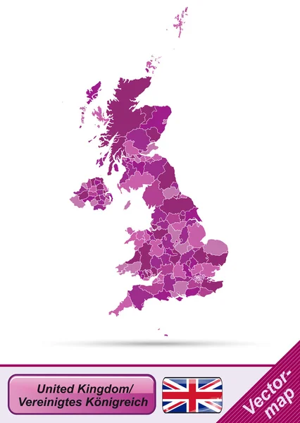 Carte de l'Angleterre — Image vectorielle