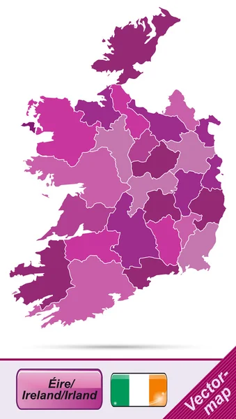 Mapa da Irlanda — Vetor de Stock