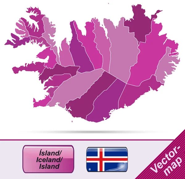 Mapa Islandii — Wektor stockowy