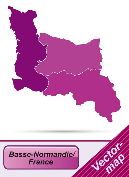 El mapa de Baja Normandía — Archivo Imágenes Vectoriales