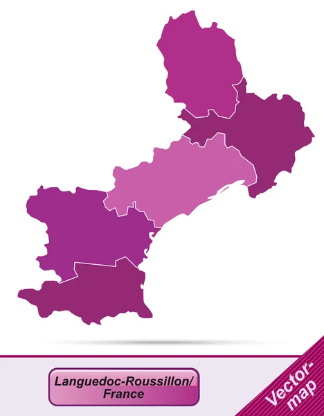 Mapa de languedoc-roussillon — Vector de stock