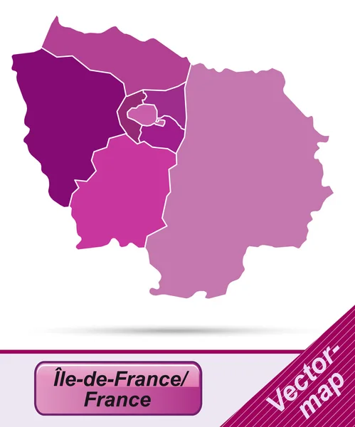 O mapa de Ile-de-France — Vetor de Stock