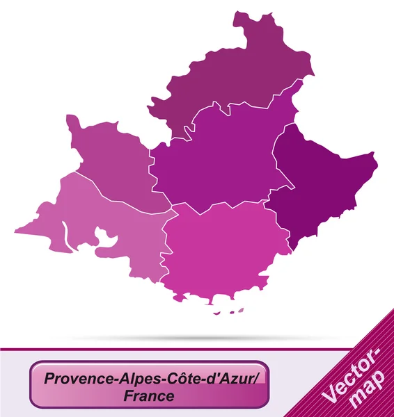 Mapa de Provenza-Alpes-Cote d Azur — Vector de stock