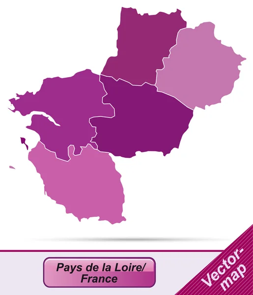 El mapa de Pays de la Loire — Archivo Imágenes Vectoriales